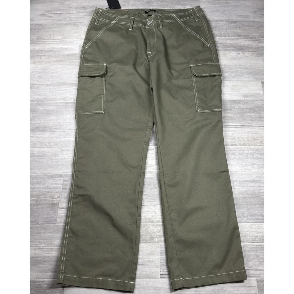 True Religion Men's Kalamata Green Cargo Pants Size 36 White Stitch NWT $169